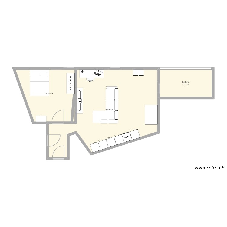 Appart Clendy full. Plan de 4 pièces et 55 m2