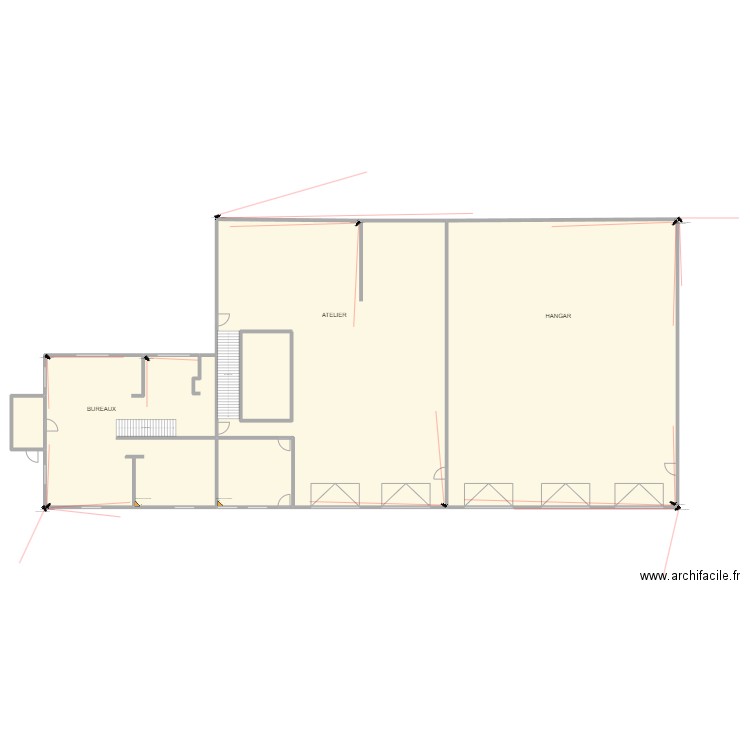 PELLEGRINI SAS INTERIEUR BUREAUX RZ. Plan de 5 pièces et 1196 m2