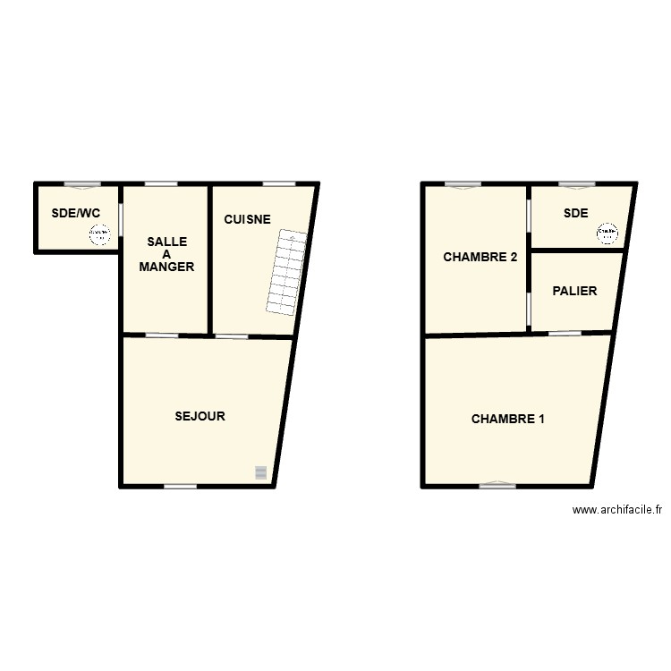 MOREAU PORNIC. Plan de 6 pièces et 86 m2