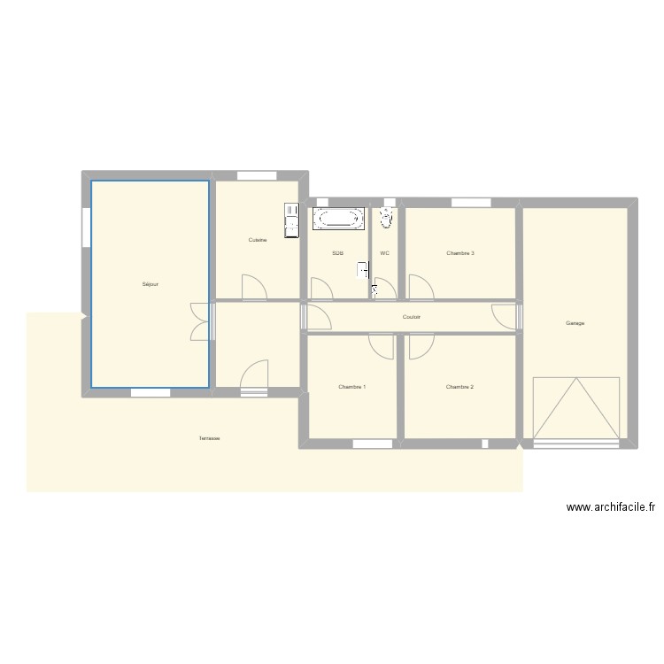 Claude Rivière. Plan de 11 pièces et 156 m2