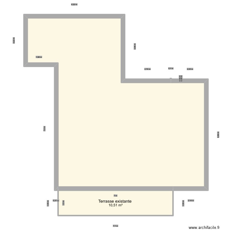 Ascou terrasse existante. Plan de 2 pièces et 88 m2