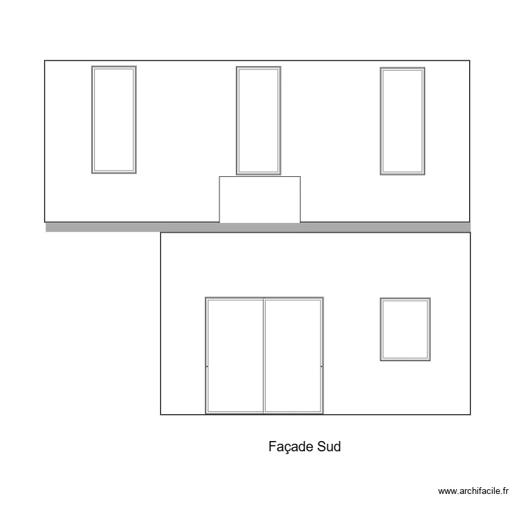 Fa&ccedil;ade Sud  initiale. Plan de 