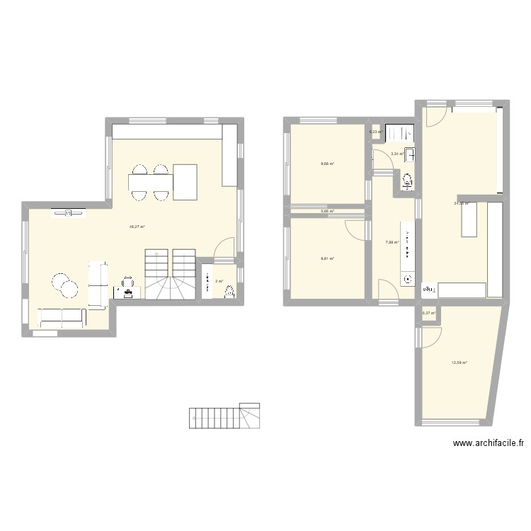 Maison 2. Plan de 11 pièces et 119 m2