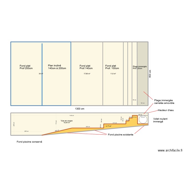 35 Pierre plantée piscine refaite. Plan de 0 pièce et 0 m2