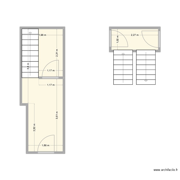 aviateur. Plan de 2 pièces et 13 m2
