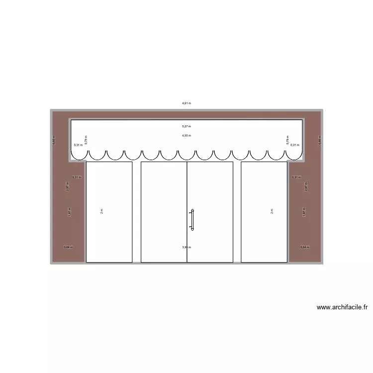 facade. Plan de 2  et 15 m²