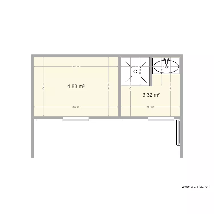 bain seb haut. Plan de 