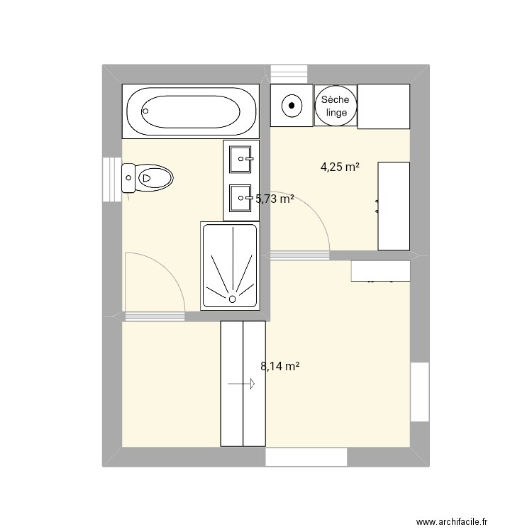 Alt Entrance/family sdb/ utility. Plan de 3 pièces et 18 m2