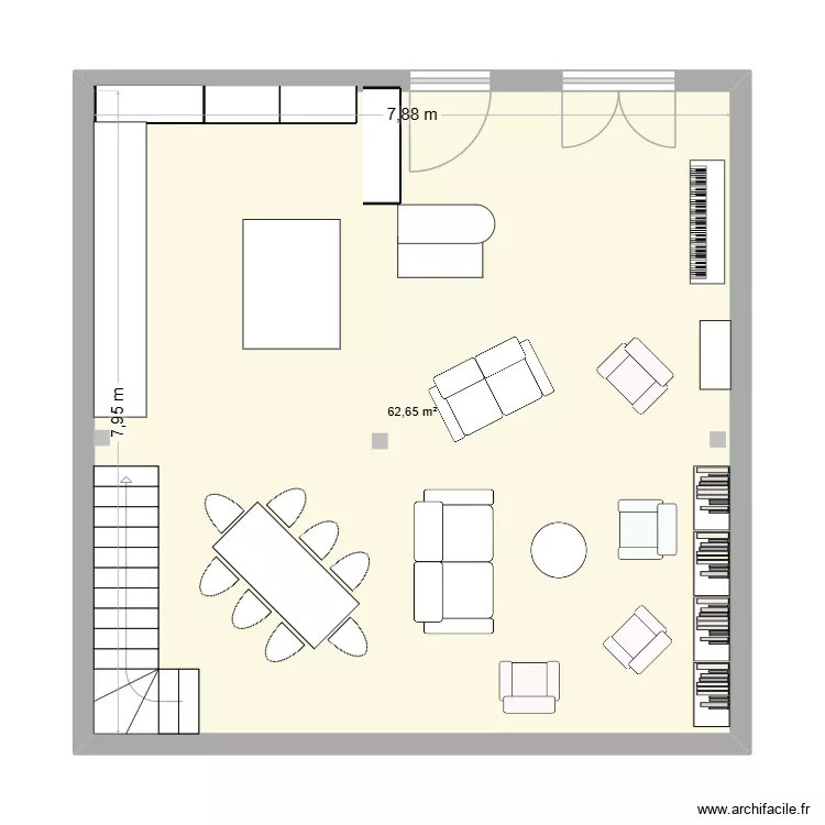 Maison 1. Plan de 1  et 63 m²