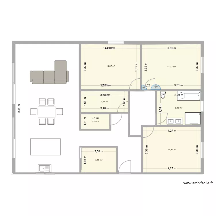 plan le hingl&eacute; - lot 12. Plan de 7  et 64 m²