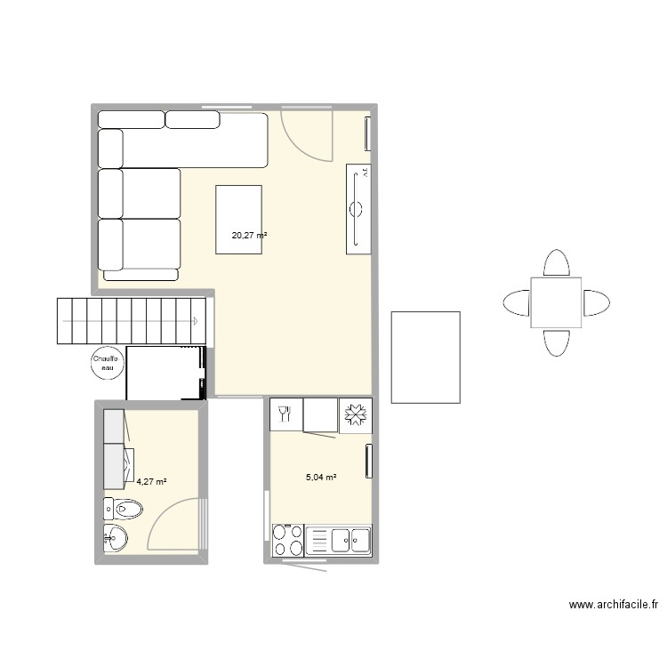Maison. Plan de 3 pièces et 30 m2
