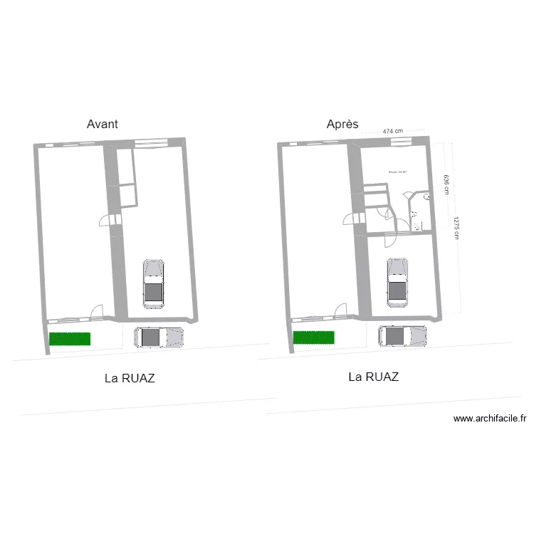 Maison RDC Studio. Plan de 
