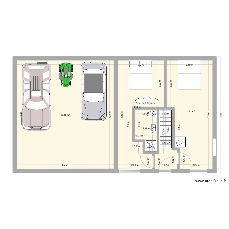 LGN. Plan de 5 pièces et 96 m2