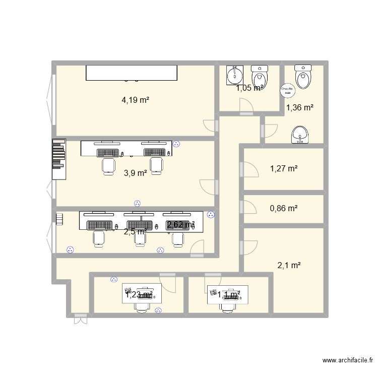 appartement. Plan de 11 pièces et 22 m2