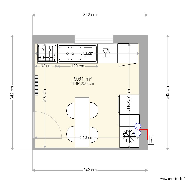 cuisine ballan.. Plan de 1 pièce et 10 m2