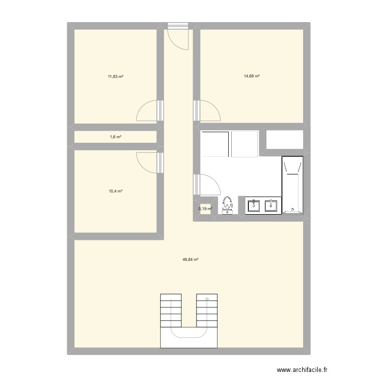 757. Plan de 6 pièces et 89 m2