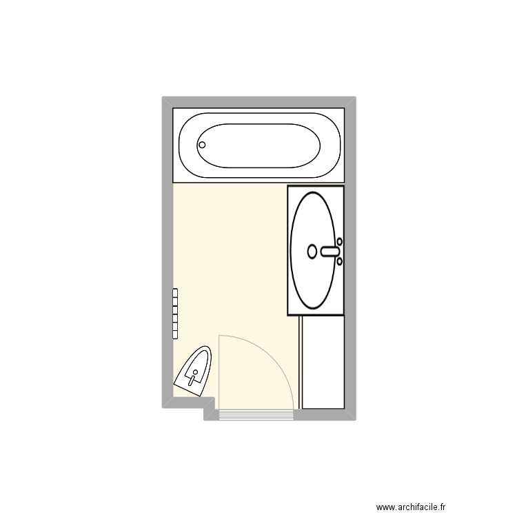 sdb. Plan de 1 pièce et 5 m2