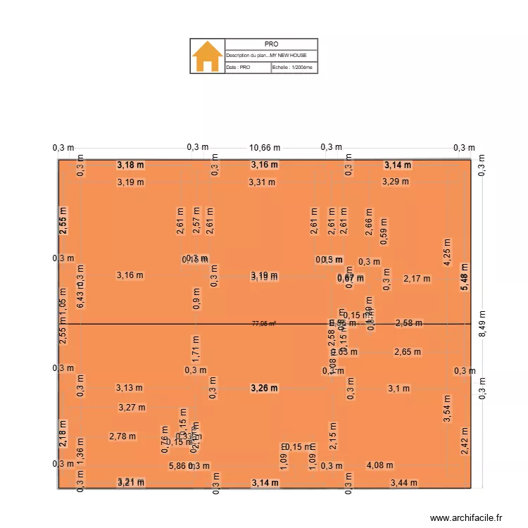 my house1. Plan de 1  et 78 m²