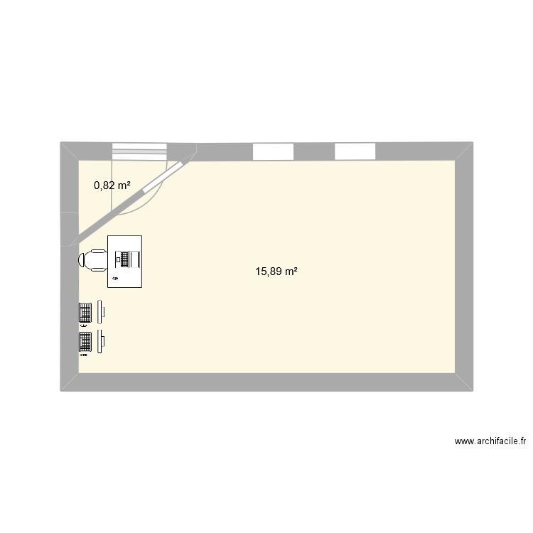 Nouvelle salle de travail. Plan de 2 pièces et 17 m2