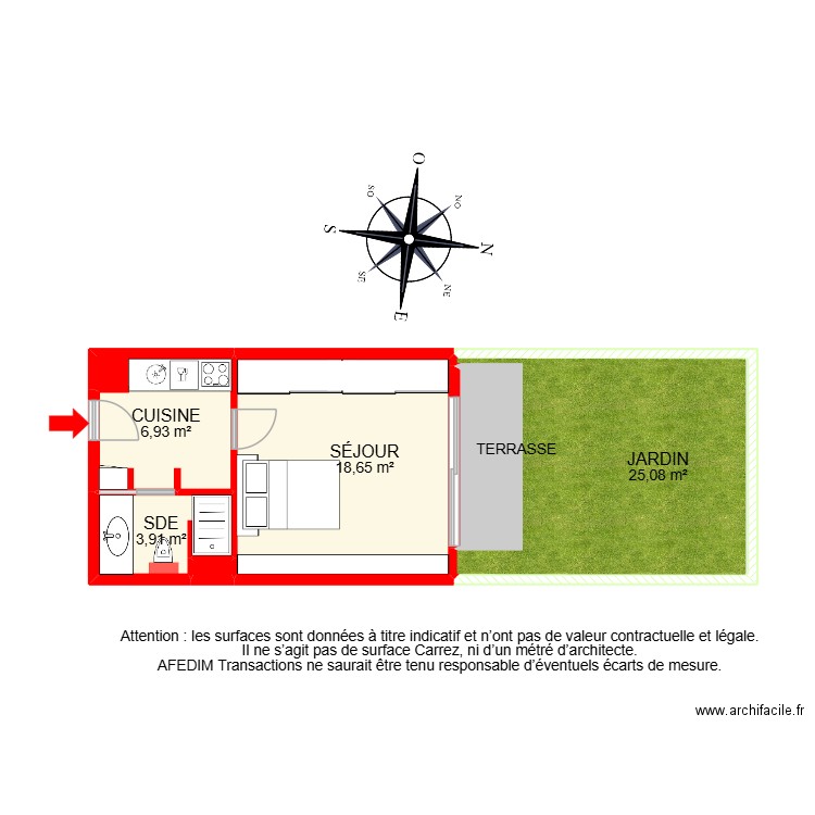BI 31234. Plan de 6 pièces et 57 m2