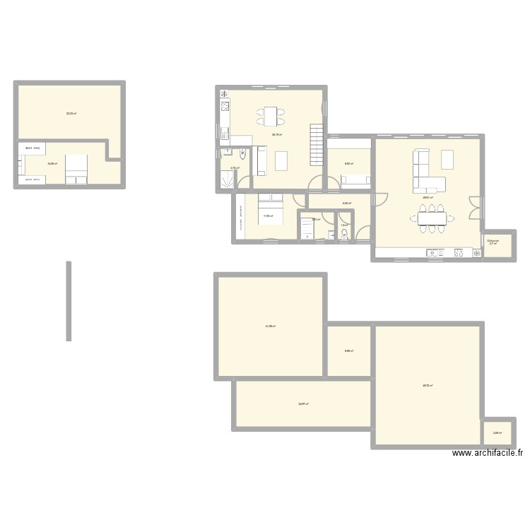 maison. Plan de 16 pièces et 293 m2