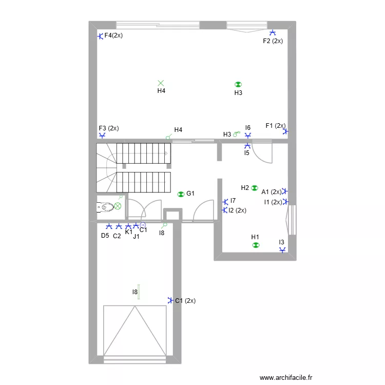 RDZ-PERSO. Plan de 2 Pièces et 61 m² RDZ-PERSO. Plan de 2 Pièces et 61 m²