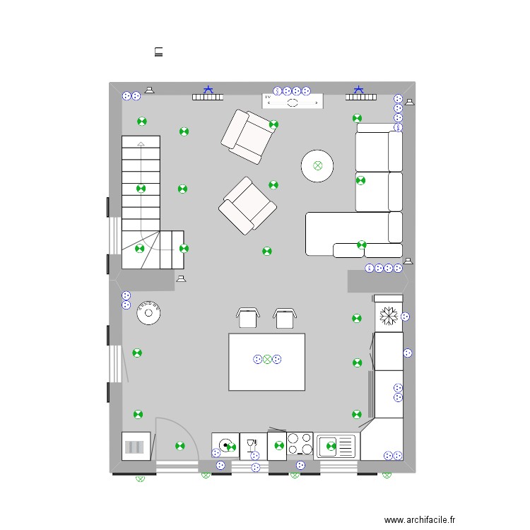 RDC  ELECTRICITE. Plan de 2 pièces et 89 m2