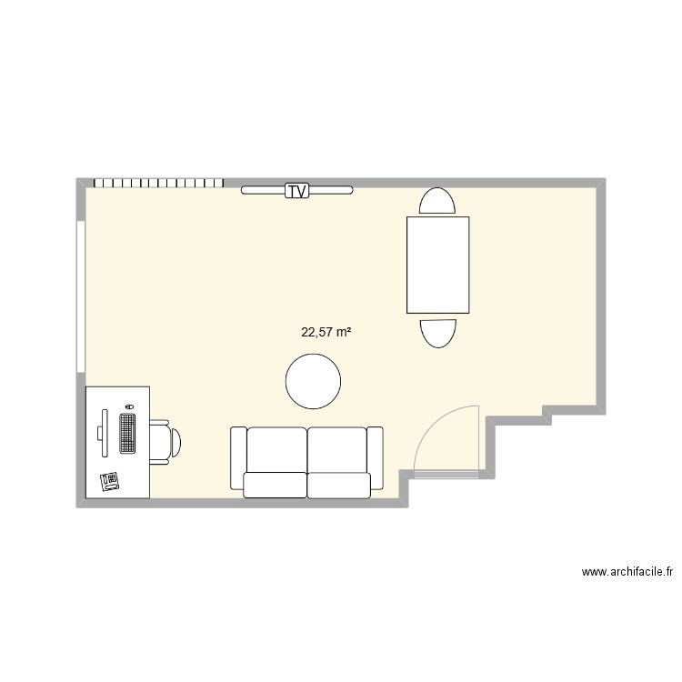 salon. Plan de 1 pièce et 23 m2
