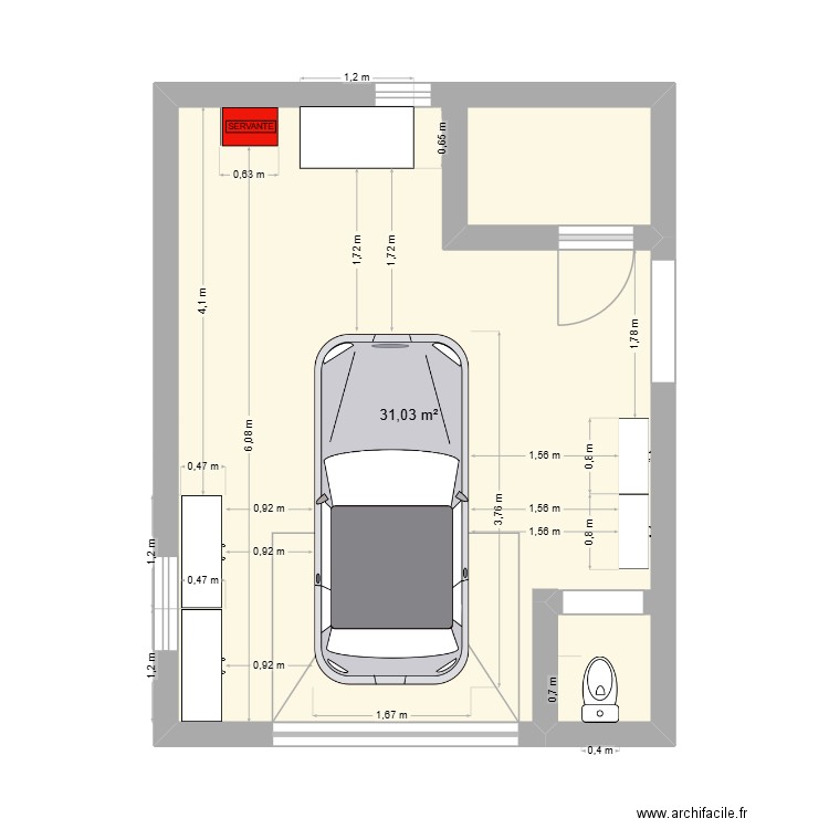 Garage V2. Plan de 1 pièce et 31 m2