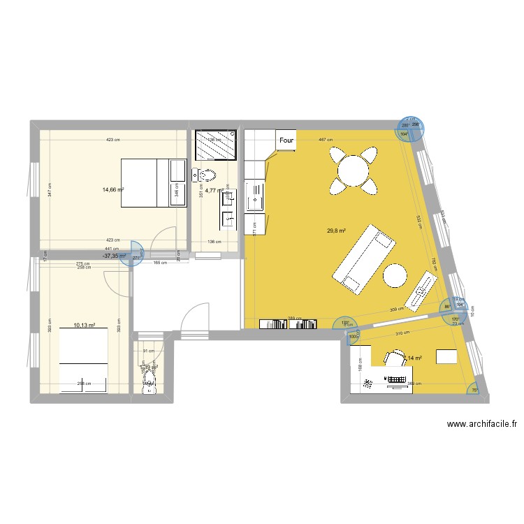 La Pommeraie20_2ème étage_bureau. Plan de 7 pièces et 69 m2