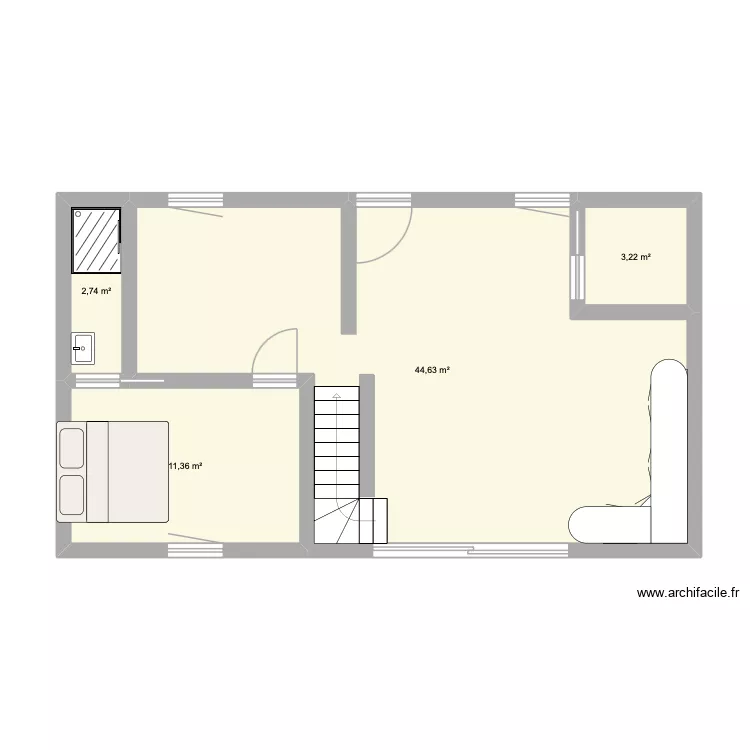 rdc cournon. Plan de 4 Pièces et 62 m² rdc cournon. Plan de 4 Pièces et 62 m²