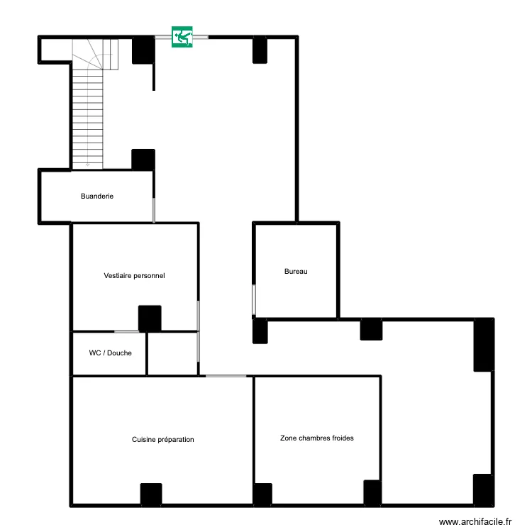 Plan d\'évacuation Les Sales Gosses Niv -1. Plan de 19 et 206 m² Plan d\'évacuation Les Sales Gosses Niv -1. Plan de 19 et 206 m²