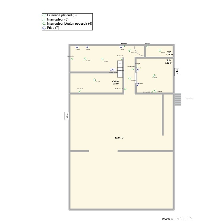 GP-RDC-v1. Plan de 4 pièces et 91 m2