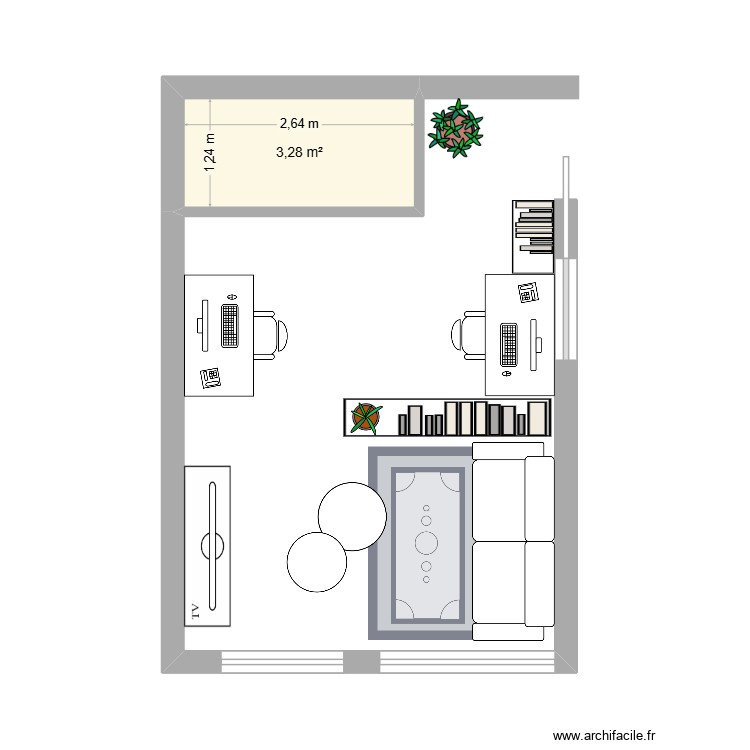 PLAN SALLE DE TRAVAIL ESPACE CHAMBRE ELISA. Plan de 0 pièce et 0 m2