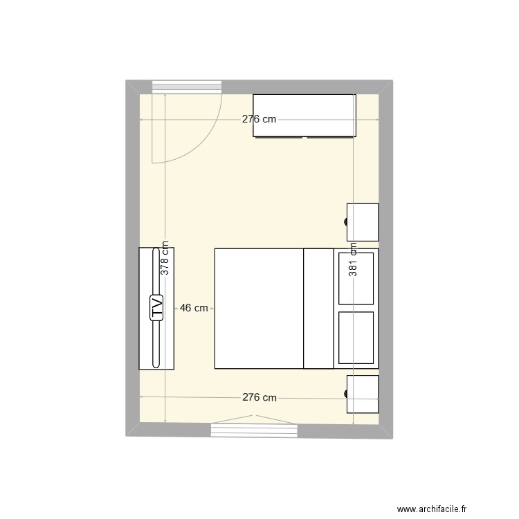 chambre Robert . Plan de 1 pièce et 10 m2