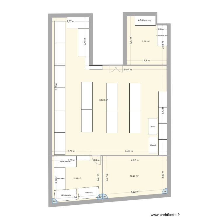Usine haut arrangement. Plan de 4 pièces et 97 m2