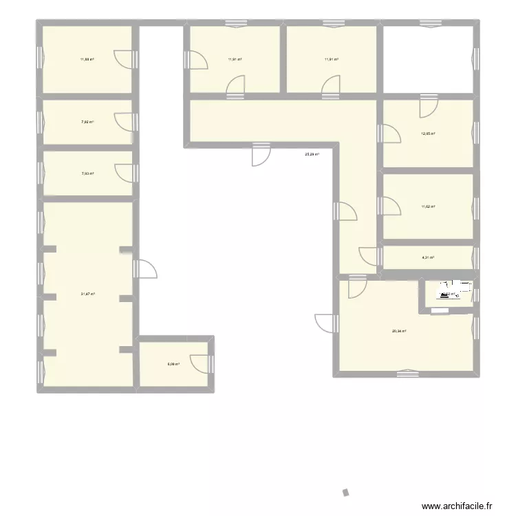 institue lylou 2. Plan de 13  et 165 m²