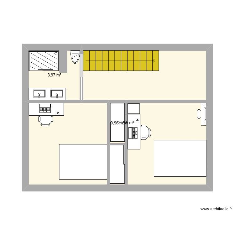 COLOMBES 2ème. Plan de 3 pièces et 35 m2