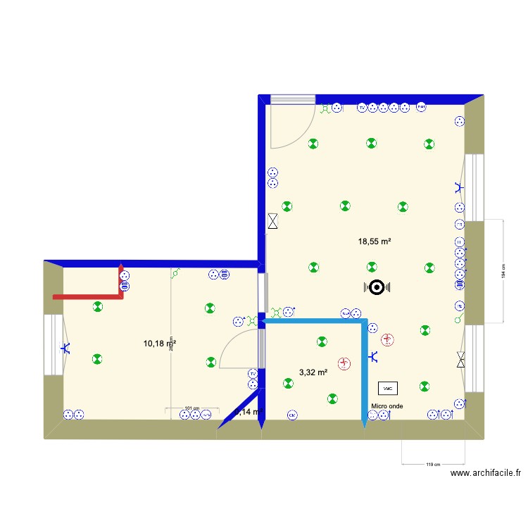 Louis Pasteur 2 VMC. Plan de 4 pièces et 32 m2