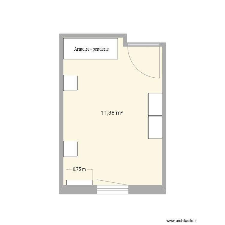 ChambreAmi. Plan de 1 pièce et 11 m2