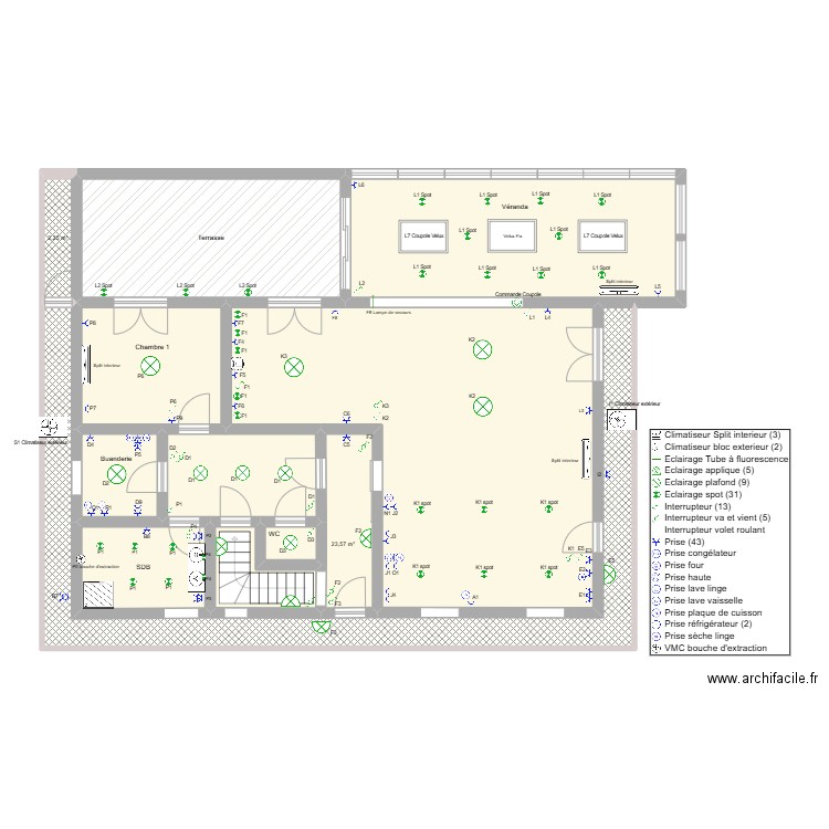 JERM REZ. Plan de 12 pièces et 169 m2