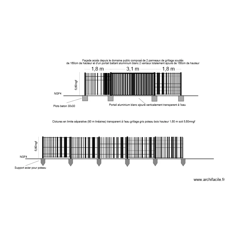 DP506 CLOTURE bois. Plan de 