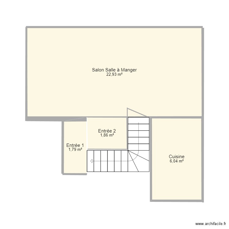 Plan RDC. Plan de 4 pièces et 33 m2