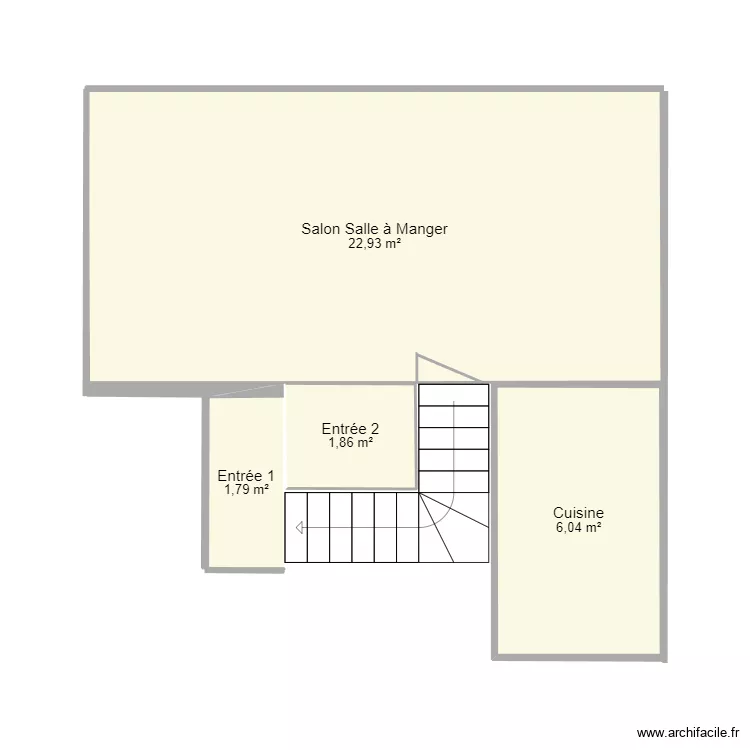Plan RDC. Plan de 4 pièces et 33 m²