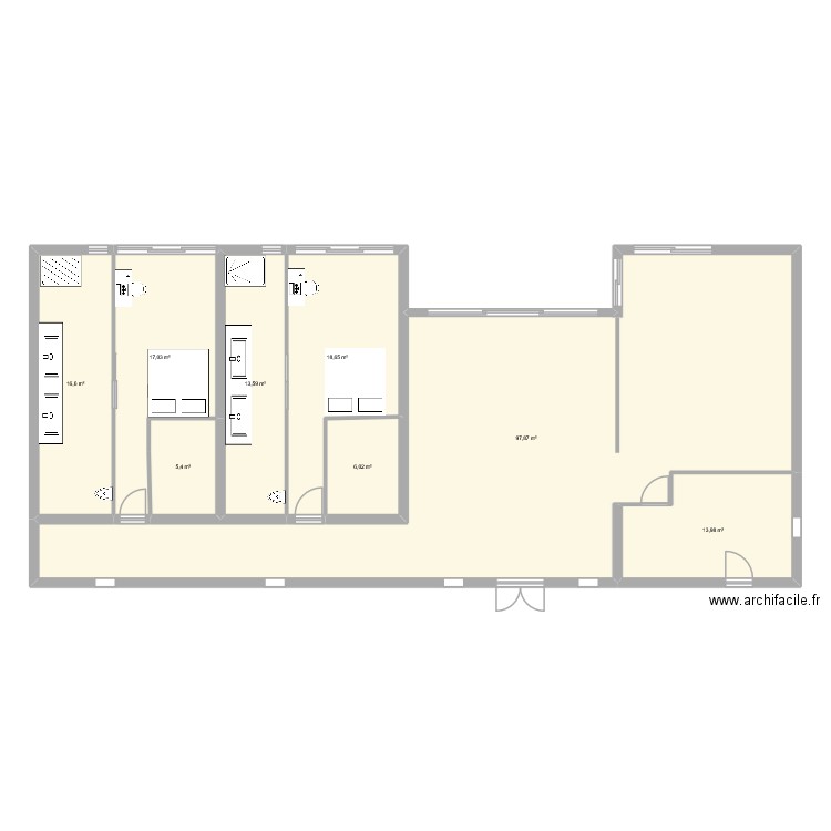 Type Guadeloupe 1. Plan de 8 pièces et 189 m2