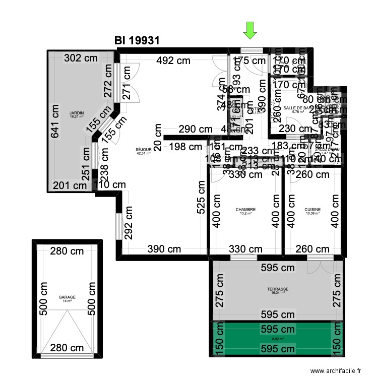 BI 19931. Plan de 4 pièces et 63 m2