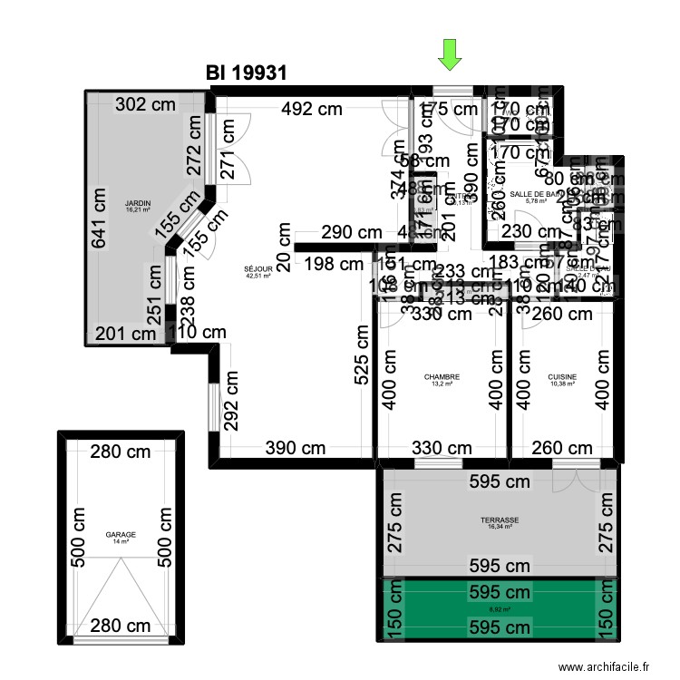BI 19931. Plan de 14 pièces et 144 m2