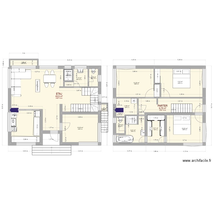 New plan. Plan de 15 pièces et 126 m2