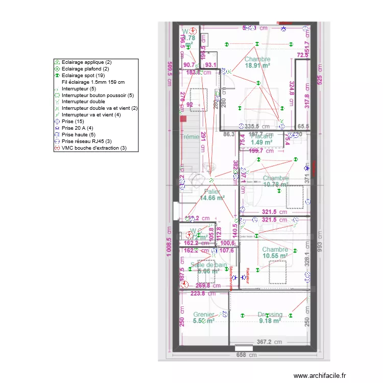 Electrict&eacute; R+1 appt. Plan de 