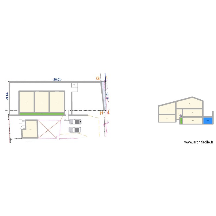 6 studios + 1. Plan de 49 pièces et 795 m2